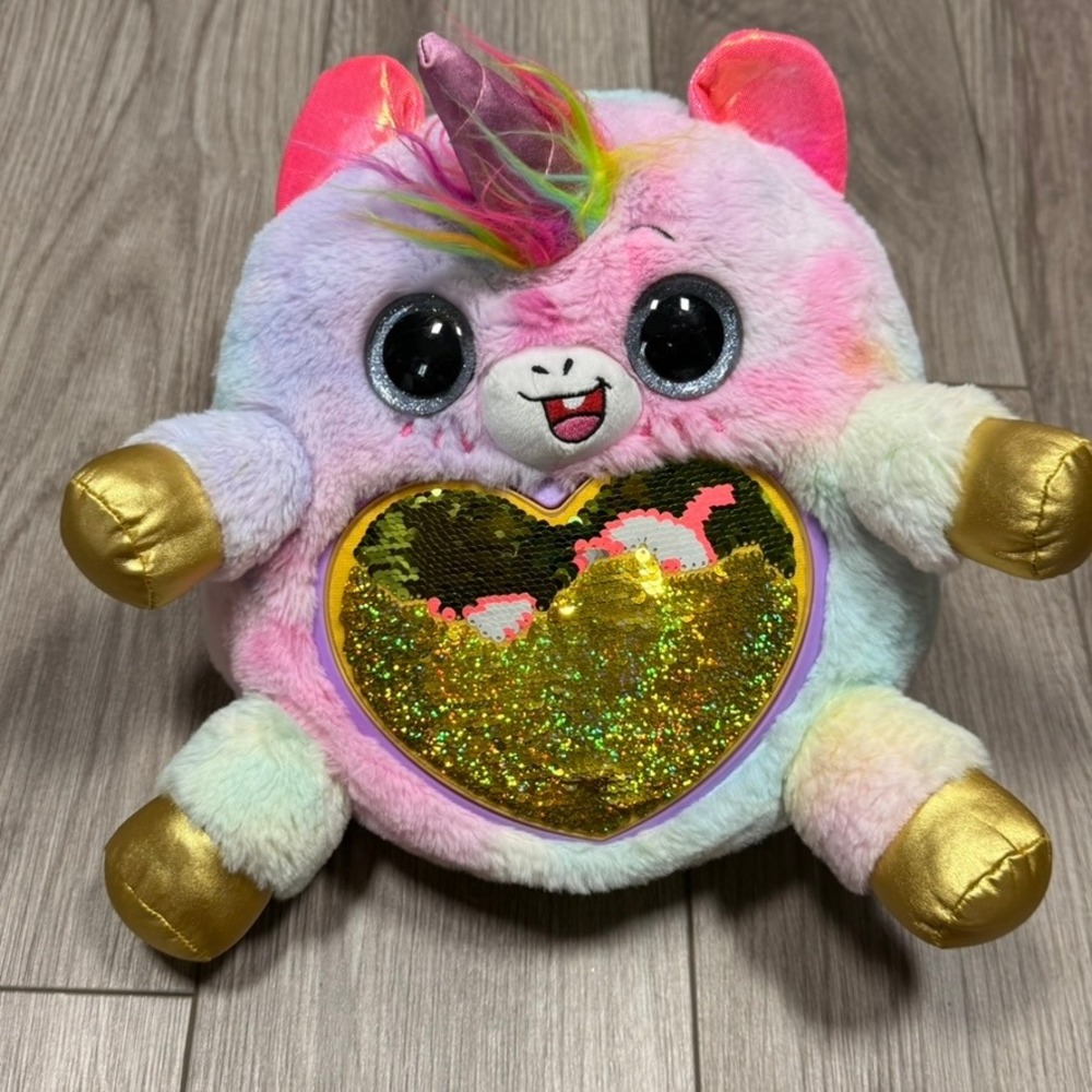 Zuru Rainbocorns Sequin Surprise Unicorn Plush Tie Dye Pastel Pink Gold 11in